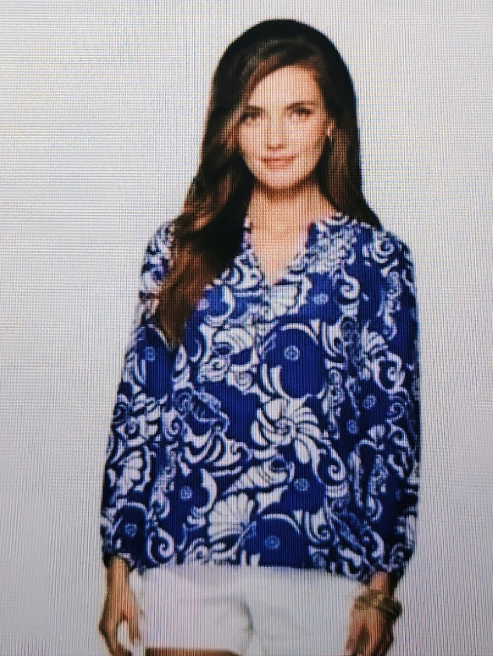 Lilly Pulitzer Elsa Navy White Tide PoolsLong Sleeve Top Women's Sz M